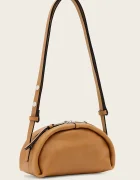 AllSaints чанта crossbody дамска от кожа ROSALIE кафява W710XD