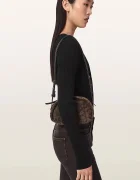 AllSaints чанта crossbody дамска от велур ROSALIE кафява W722XD