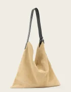AllSaints чанта тип хобо дамска от велур ASHA бежова W518XD