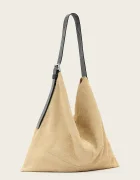 AllSaints чанта тип хобо дамска от велур ASHA бежова W518XD