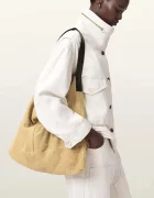 AllSaints чанта тип хобо дамска от велур ASHA бежова W518XD