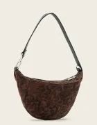 AllSaints чанта тип хобо дамска от велур LUNA кафява W681XD