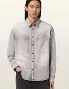 AllSaints Дънкова риза AL в сиво със свободна кройка с класическа яка M088SD