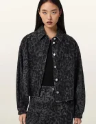 AllSaints Дънкова риза NICKY дамска в черно със свободна кройка с класическа яка W079PE