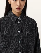 AllSaints Дънкова риза NICKY дамска в черно със свободна кройка с класическа яка W079PE