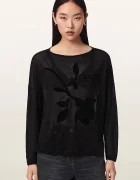 AllSaints домашна блуза дамска от модал ATHEA RITA TEE черна W051JF