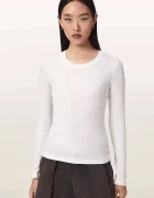 AllSaints домашна блуза дамска от модал STEVIE HAVEN LS TEE бяла W041JF