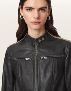 AllSaints късо дамско кожено яке TIGGY LEATHER JACKET черно W088LE