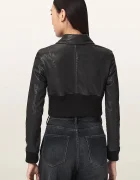 AllSaints късо яке дамско от кожа LENA черно W044LE