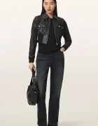AllSaints късо яке дамско от кожа LENA черно W044LE
