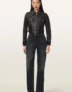 AllSaints късо яке дамско от кожа LENA черно W044LE