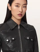 AllSaints късо яке дамско от кожа LENA черно W044LE