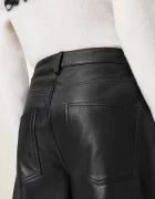 AllSaints Кожен панталон JETT в черно с широка каройка с висока талия W026TD