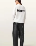 AllSaints Кожен панталон JETT в черно с широка каройка с висока талия W026TD