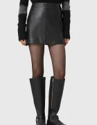 AllSaints Кожена пола RENAI в черно къса със стандартна кройка W020RB