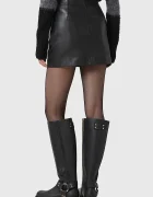 AllSaints Кожена пола RENAI в черно къса със стандартна кройка W020RB