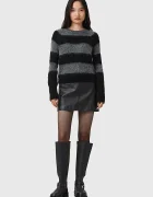 AllSaints Кожена пола RENAI в черно къса със стандартна кройка W020RB