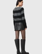 AllSaints Кожена пола RENAI в черно къса със стандартна кройка W020RB