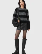 AllSaints Кожена пола RENAI в черно къса със стандартна кройка W020RB