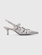 AllSaints Кожени обувки с тънък ток Grace Buckle Heel