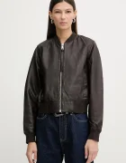 AllSaints Кожено яке ORTEN BOMBER JACKET в черно W072LB