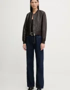 AllSaints Кожено яке ORTEN BOMBER JACKET в черно W072LB