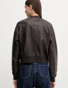 AllSaints Кожено яке ORTEN BOMBER JACKET в черно W072LB