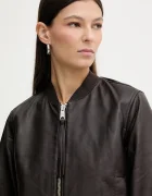 AllSaints Кожено яке ORTEN BOMBER JACKET в черно W072LB