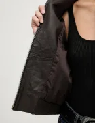 AllSaints Кожено яке ORTEN BOMBER JACKET в черно W072LB