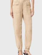 AllSaints Ленен панталон VAL в кафяво със стандартна кройка с висока талия W032TE