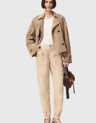 AllSaints Ленен панталон VAL в кафяво със стандартна кройка с висока талия W032TE