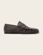 AllSaints лоуфъри дамски от кожа Julie Loafer кафяви с нисък ток W011FF