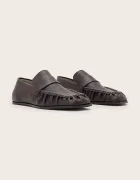 AllSaints лоуфъри дамски от кожа Julie Loafer кафяви с нисък ток W011FF