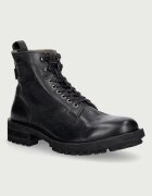 AllSaints обувки мъжки от кожа Gleeson Lace Boot черни M025FE