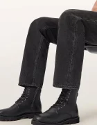 AllSaints обувки мъжки от кожа Skiff Military Boot черни M054FD