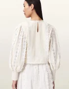 AllSaints Памучна блуза HART дамска в бяло с изчистен дизайн W052PE