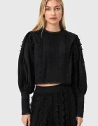 AllSaints Памучна блуза HART дамска в черно с изчистен дизайн W052PE