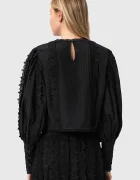 AllSaints Памучна блуза HART дамска в черно с изчистен дизайн W052PE