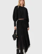 AllSaints Памучна блуза HART дамска в черно с изчистен дизайн W052PE