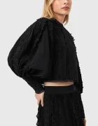 AllSaints Памучна блуза HART дамска в черно с изчистен дизайн W052PE