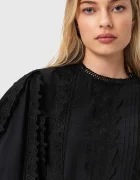 AllSaints Памучна блуза HART дамска в черно с изчистен дизайн W052PE
