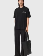AllSaints Памучна тениска DESCENT в черно с принт M044PD