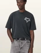 AllSaints Памучна тениска DRIP в черно с принт M005PD