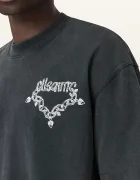 AllSaints Памучна тениска DRIP в черно с принт M005PD