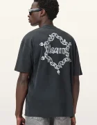 AllSaints Памучна тениска DRIP в черно с принт M005PD