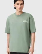 AllSaints Памучна тениска ODYSSEY в зелено с принт M008PE