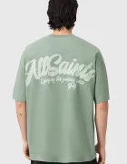 AllSaints Памучна тениска ODYSSEY в зелено с принт M008PE