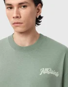 AllSaints Памучна тениска ODYSSEY в зелено с принт M008PE