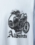 AllSaints Памучна тениска PANHEAD в синьо с принт M021PE