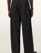 AllSaints панталон мъжки с лен ECHO черен M032TE